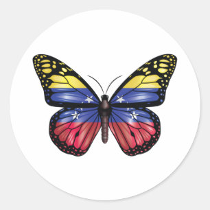 Venezuela butterfly monarch flag Tri-Blend shirt Classic Round Sticker
