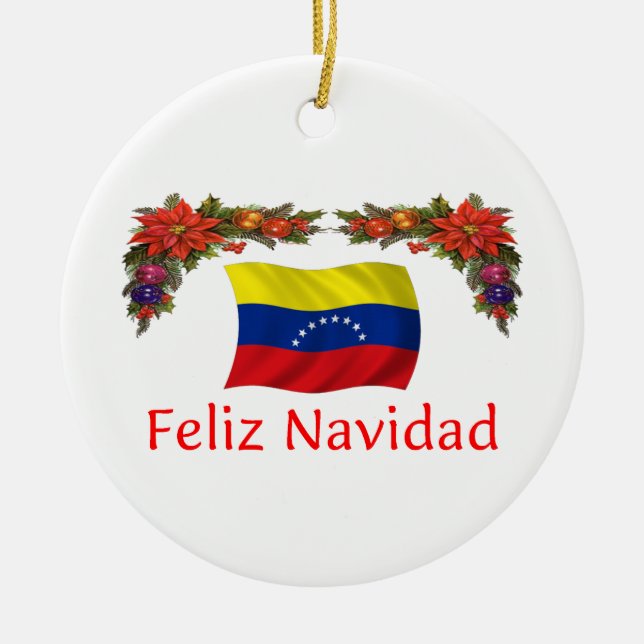 Venezuela Christmas Ceramic Ornament (Front)