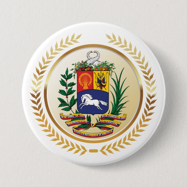 Venezuela Coat of Arms 3 Inch Round Button (Front)