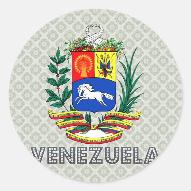 Venezuela Coat of Arms Classic Round Sticker (Front)