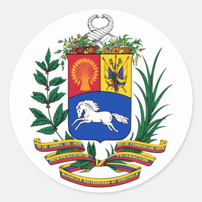 Venezuela Coat Of Arms Classic Round Sticker (Front)