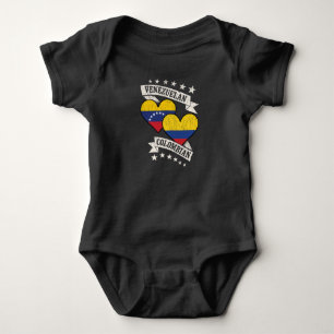 Venezuela Colombian Heart Flags Venezuela Colombia Baby Bodysuit