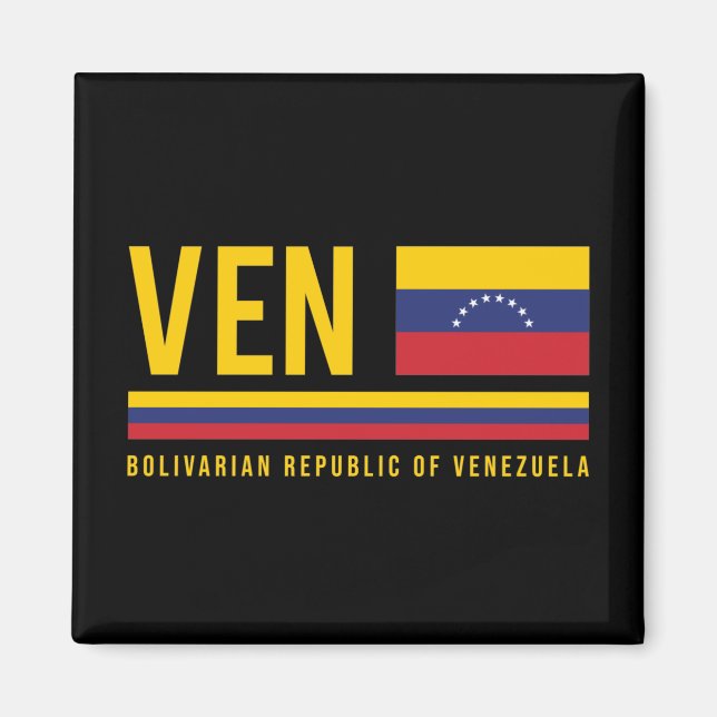 Venezuela Drapeau et code ISO Alpha 3 Magnet de co (Devant)