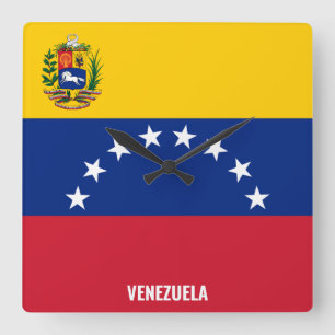 Venezuela Flag Dazzling Patriotic Square Wall Clock