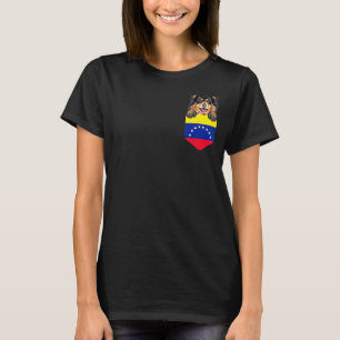 Venezuela Flag Finnish Lapphund Dog In Pocket T-Shirt