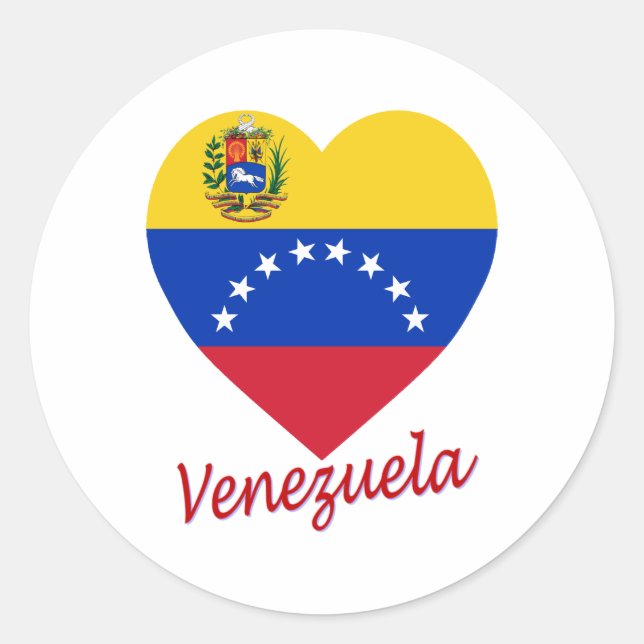 Venezuela Flag Heart Classic Round Sticker (Front)