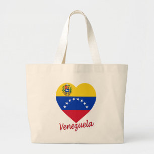 Venezuela Flag Heart Large Tote Bag