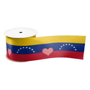 Venezuela Flag & Heart, love Venezuela /sports Satin Ribbon