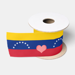 Venezuela Flag & Heart, love Venezuela /sports Satin Ribbon