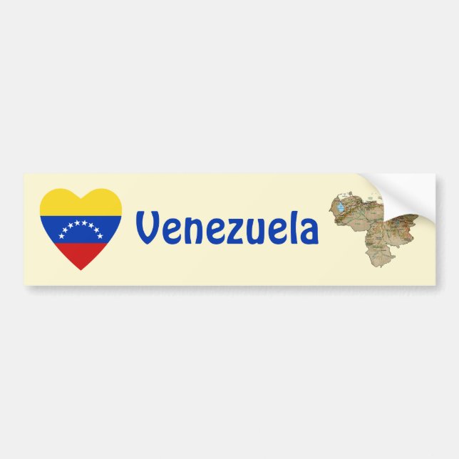 Venezuela Flag Heart + Map Bumper Sticker (Front)