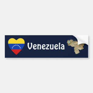 Venezuela Flag Heart + Map Bumper Sticker