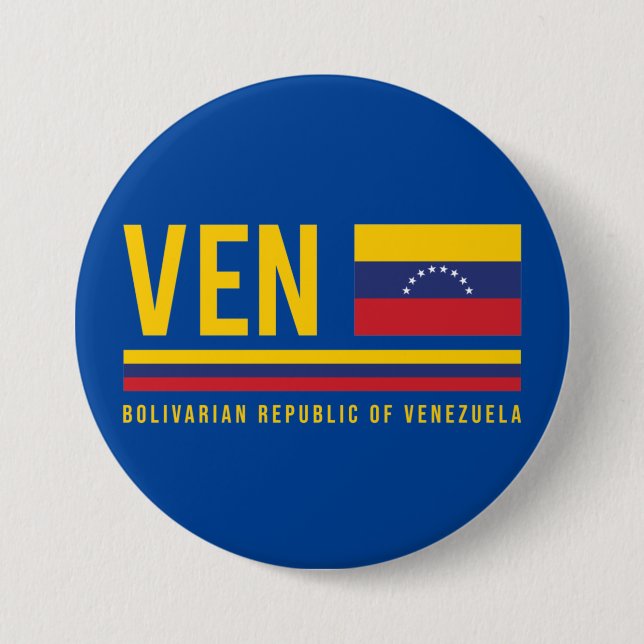 Venezuela Flag & ISO Code Alpha 3 Design Inch Round Button (Front)