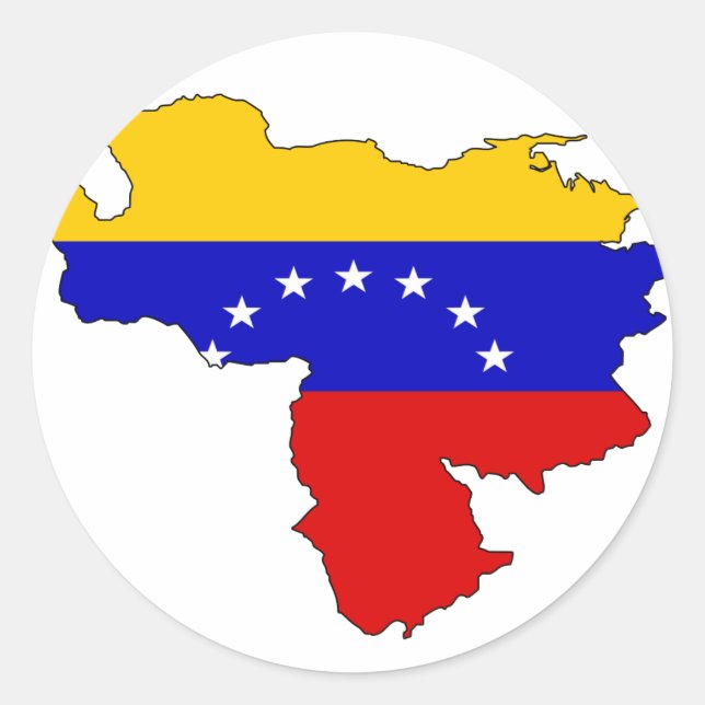 Venezuela flag map classic round sticker (Front)