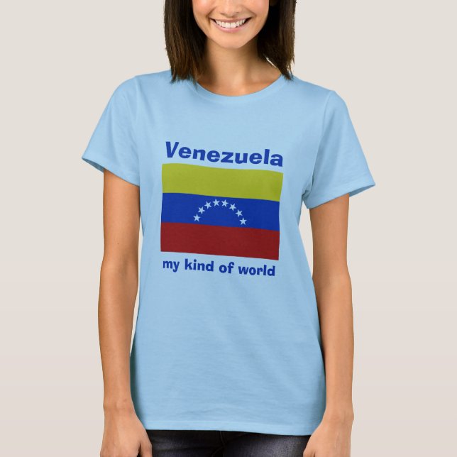 Venezuela Flag + Map + Text T-Shirt (Front)