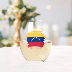 Venezuela flag stemless wine glass