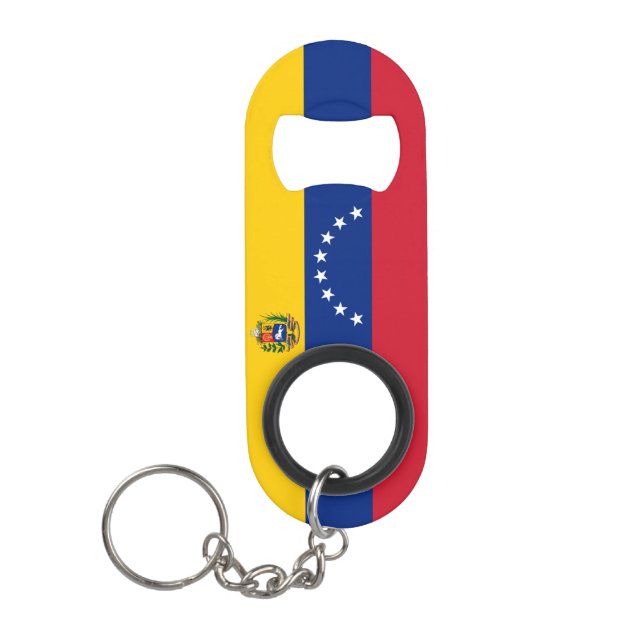Venezuela Flag Yellow Blue Red Stars Patriotic  Keychain Bottle Opener (Front)