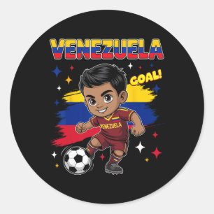 Venezuela Kid Goal Cartoon Venezuelan Flag For Boy Classic Round Sticker