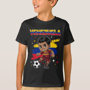 Venezuela Kid Goal Cartoon Venezuelan Flag For Boy T-Shirt
