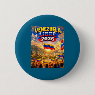 Venezuela Libre 2026 Venezuela Heart Flag 2 Inch Round Button