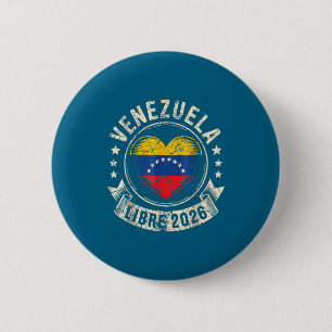 Venezuela Libre 2026 Venezuela Heart Flag  2 Inch Round Button