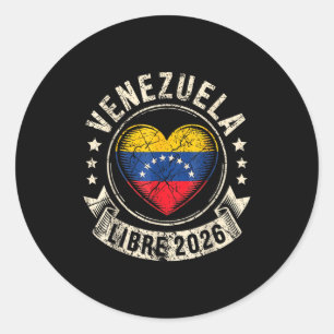 Venezuela Libre 2026 Venezuela Heart Flag Classic Round Sticker