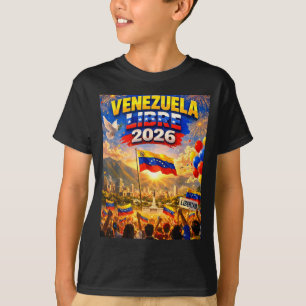 Venezuela Libre 2026 Venezuela Heart Flag  T-Shirt