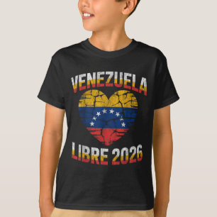 Venezuela Libre 2026 Venezuela Heart Flag  T-Shirt