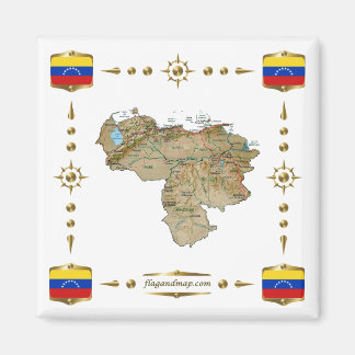 Venezuela Map + Flags Magnet