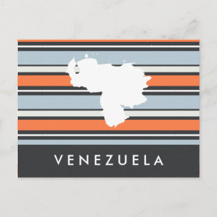Venezuela Map: Modern Stripes Postcard