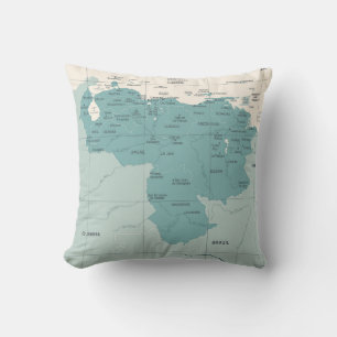 Venezuela Map - Vintage High Detailed vintage Illu Throw Pillow