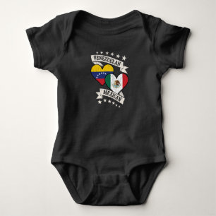 Venezuela Mexican Heart Flags Venezuela Mexico Baby Bodysuit