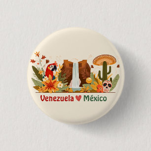 Venezuela ❤️ Mexico Latin Love and Spanish Pride 1 Inch Round Button