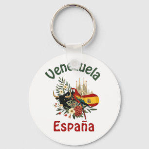 Venezuela + Spain - fusion of roots and pride Keychain