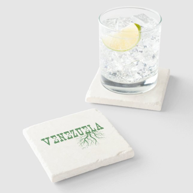 Venezuela tree roots word art Venezuelan rooted Stone Coaster (Side)