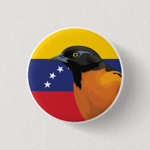Venezuela Troupial Venezuelan National Animal Flag 1 Inch Round Button
