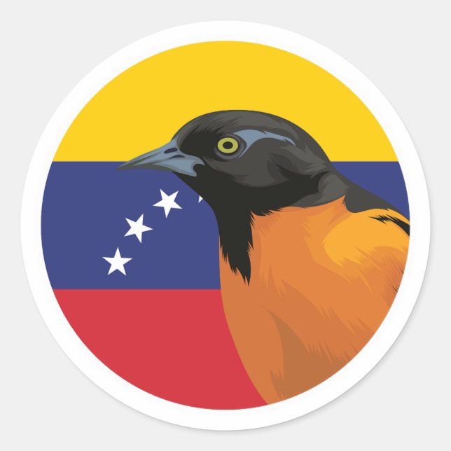 Venezuela Troupial Venezuelan National Animal Flag Classic Round Sticker (Front)