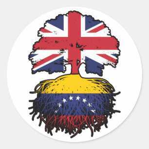 Venezuela Venezuelan British UK Tree Roots Flag Classic Round Sticker