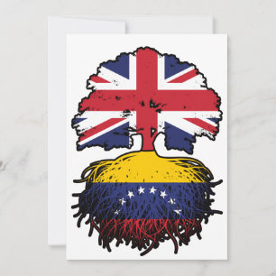 Venezuela Venezuelan British UK Tree Roots Flag Invitation