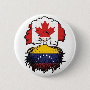 Venezuela Venezuelan Canadian Canada Tree Roots 2 Inch Round Button