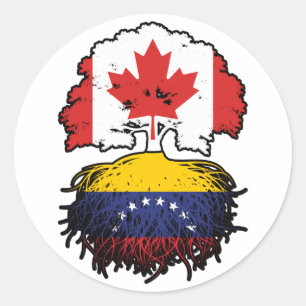 Venezuela Venezuelan Canadian Canada Tree Roots Classic Round Sticker