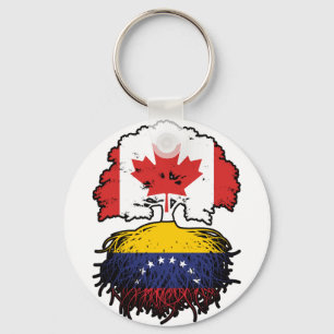 Venezuela Venezuelan Canadian Canada Tree Roots Keychain