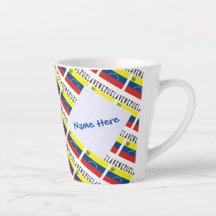 Venezuela Venezuelan Flag Tiled Blue Personalized Latte Mug