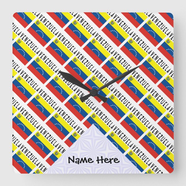 Venezuela Venezuelan Flag Tiled Personalized Name  Square Wall Clock (Front)