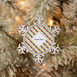 Venezuela Venezuelan Flag Tiled Personalized Snowflake Pewter Christmas Ornament