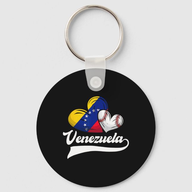 Venezuelan Baseball Player Venezuela Flag Heart Ba Keychain (Front)