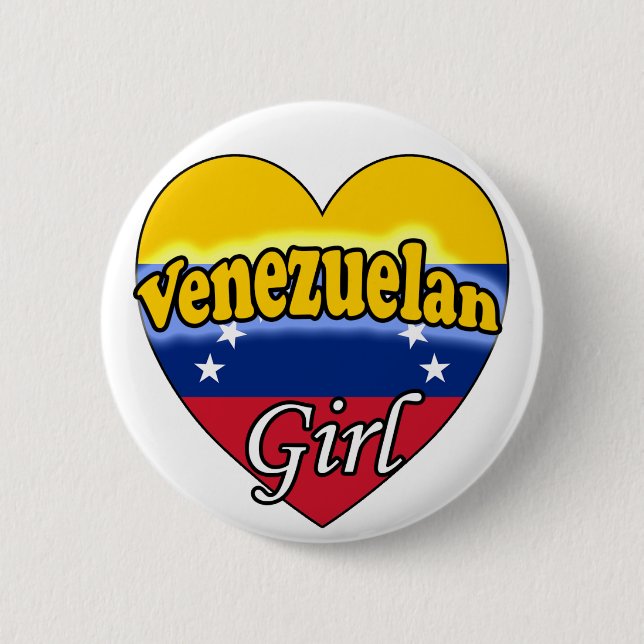 Venezuelan  Girl 2 Inch Round Button (Front)