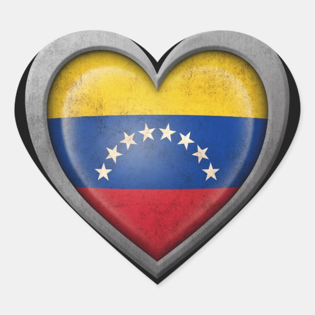 Venezuelan Heart Flag with Metal Effect Sticker (Front)