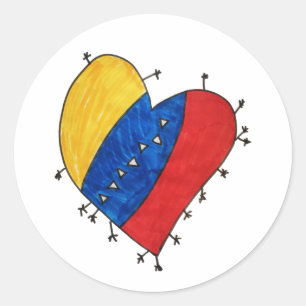 Venezuelan heart yellow, blue and red classic round sticker