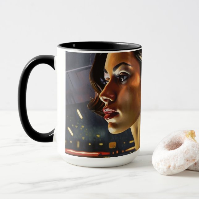 Venezuelan Woman in a Miami Nightclub Painting Mug (With Donut)