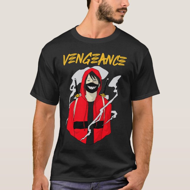 Vengeance - T-shirt Anime noire Samurai (Devant)